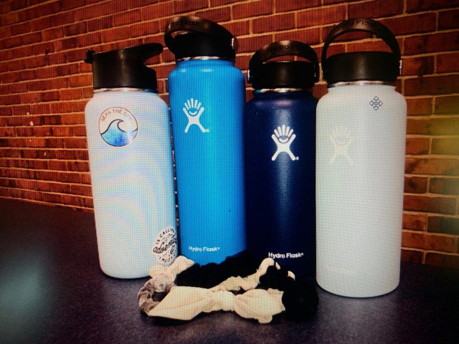 VSCO GIRL ALERT: Hydro flasks and scrunchies taken from the first table of girls in the Canton High School cafeteria. Abby Charron 